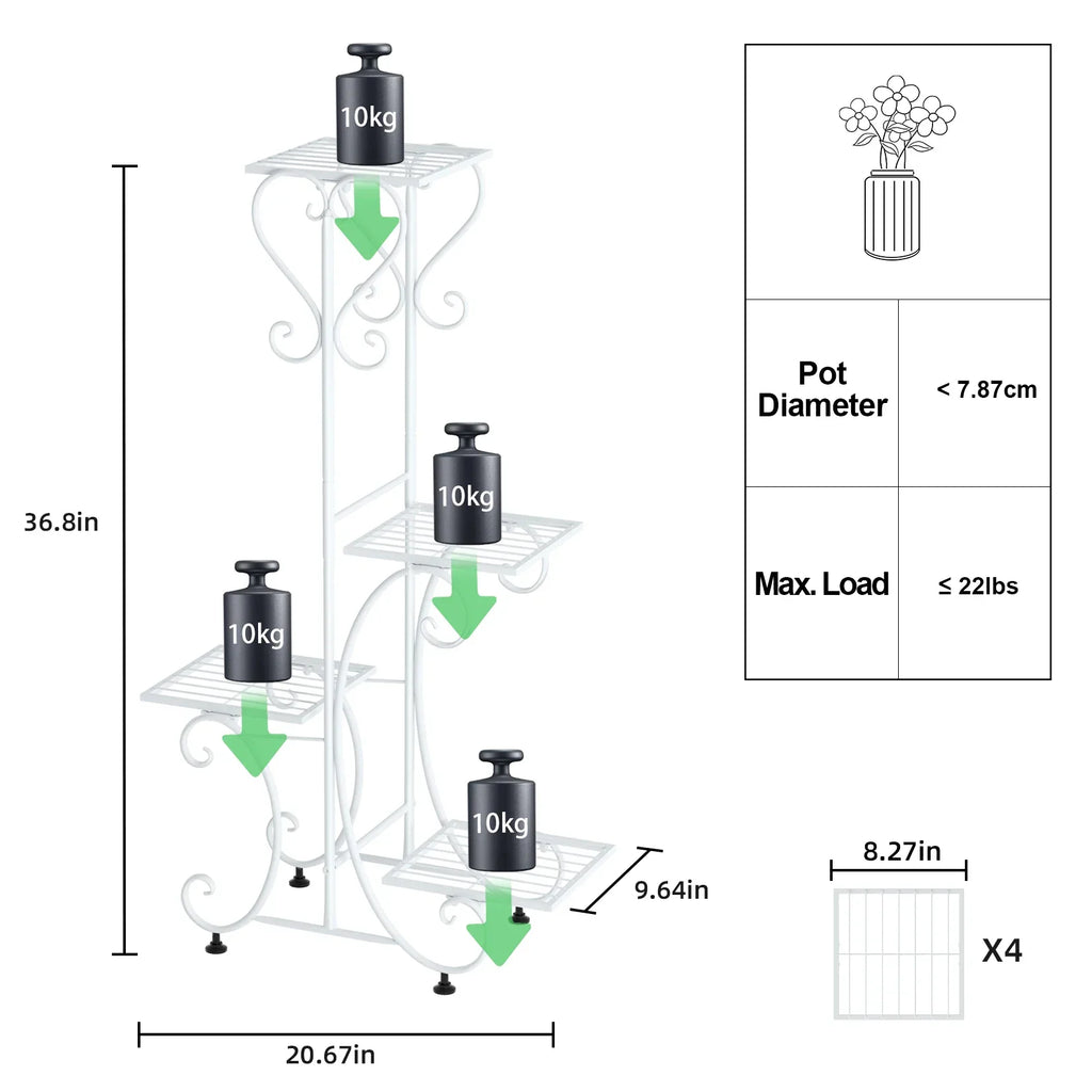DecorBites™ 4-Tier Metal Plant Stand - Indoor/Outdoor Display