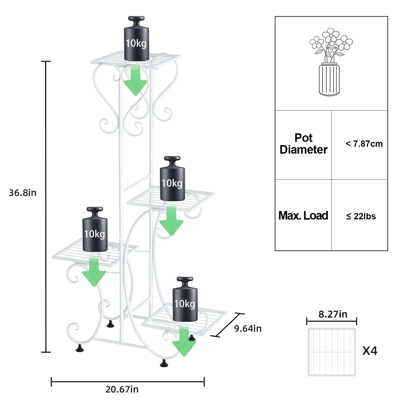 DecorBites™ 4-Tier Metal Plant Stand - Indoor/Outdoor Display