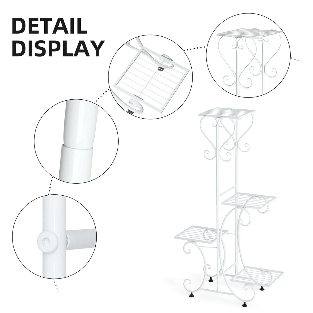 DecorBites™ 4-Tier Metal Plant Stand - Indoor/Outdoor Display