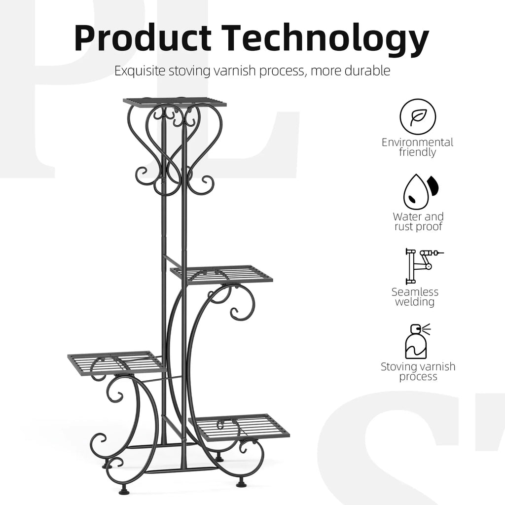 DecorBites™ 4-Tier Metal Plant Stand - Indoor/Outdoor Display