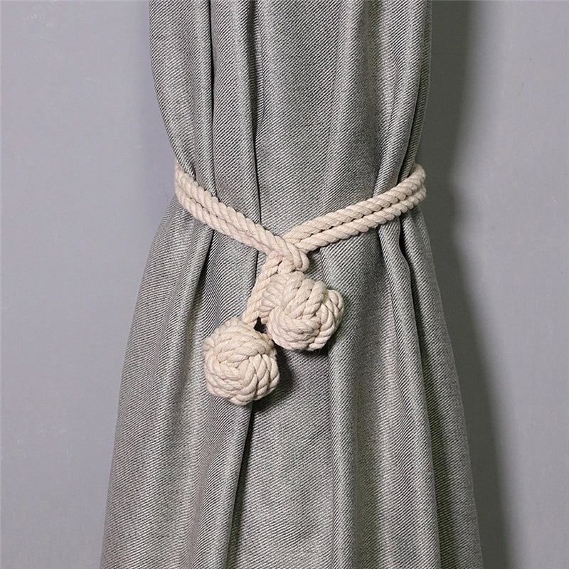 DecorBites™ Handwoven Cotton Curtain Tieback Ball Pendant Mini Tapestry Decoration