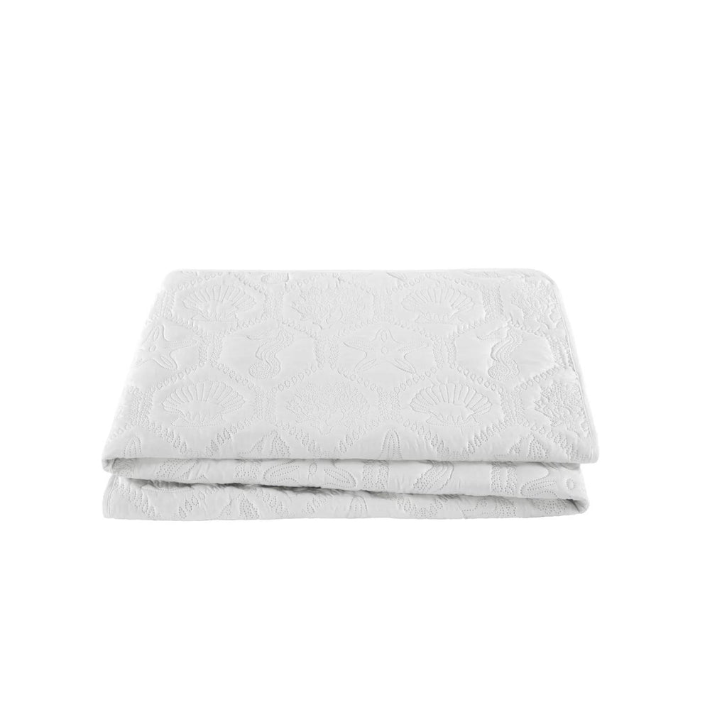 King size Coastal Beach Seashells Starfish Sea Horse White 3-Piece Quilt Set
