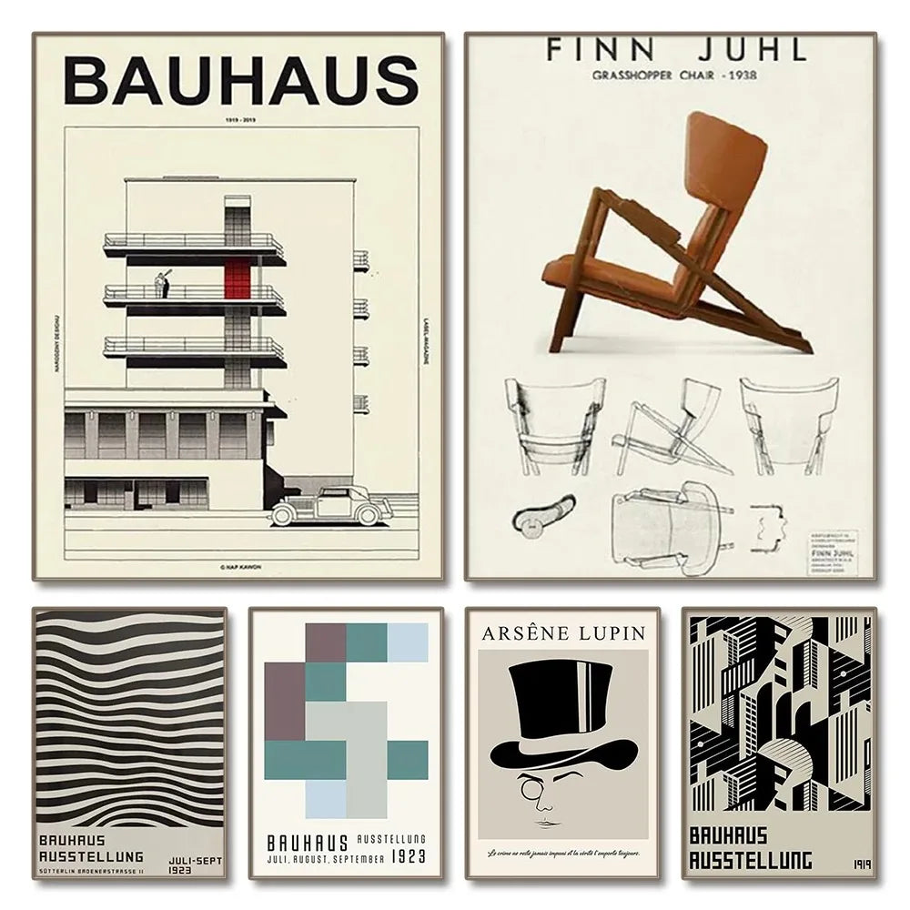 DecorBites™ Minimalist Black and White Bauhaus Canvas Print