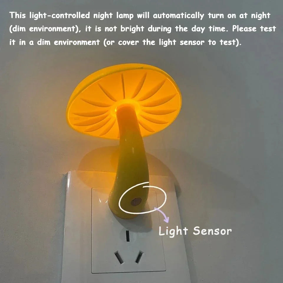 DecorBites™ LED Mushroom Night Light for Home Decoration and Bedroom, Light-controlled Sensor