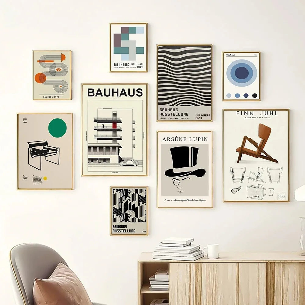 DecorBites™ Minimalist Black and White Bauhaus Canvas Print
