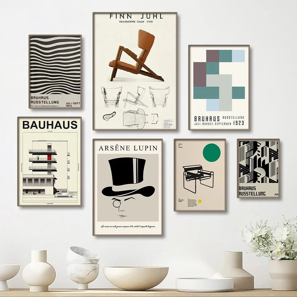 DecorBites™ Minimalist Black and White Bauhaus Canvas Print