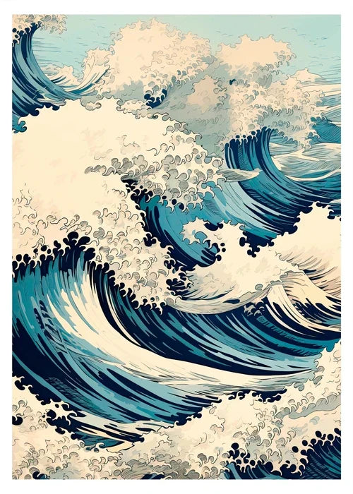 DecorBites™ Japanese Hokusai Art Poster Print on Canvas