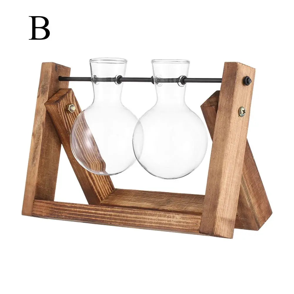 DecorBites™ Modern Wooden Frame Glass Vase Terrarium
