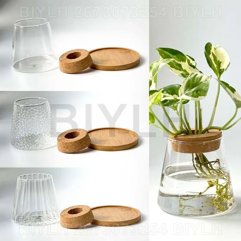 DecorBites™ Small Transparent Glass Vase for Home Decor