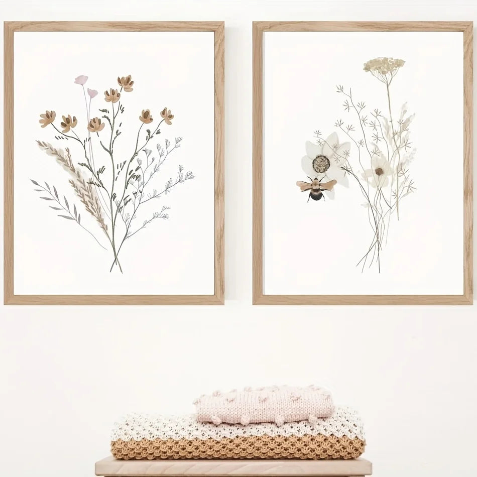 DecorBites™ Watercolor Flower Posters Set: Botanical Canvas Art