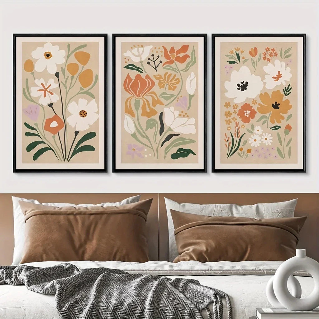 DecorBites™ Watercolor Flower Posters Set: Botanical Canvas Art