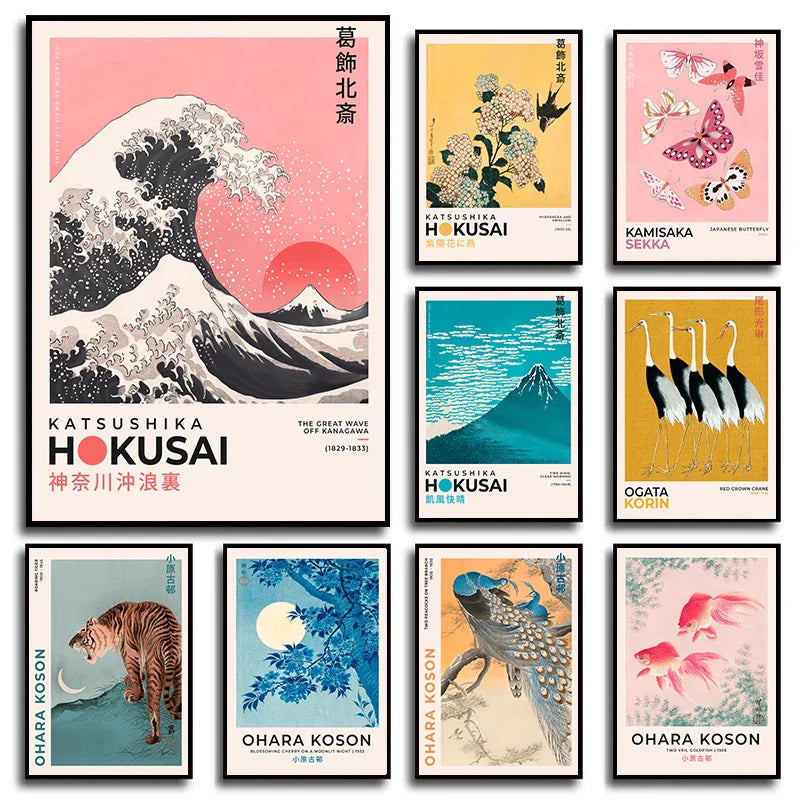 DecorBites™ Japanese Hokusai Art Poster Print on Canvas