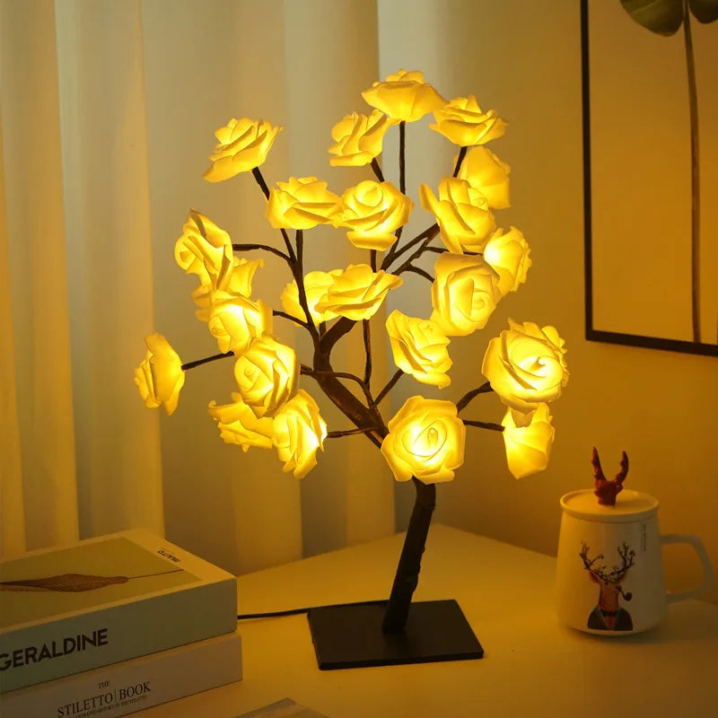 DecorBites™ LED Rose Tree Lamp, USB Powered Flower Night Light, Atmosphere Lighting for Holiday Parties Weddings Gift Lover Home Decor