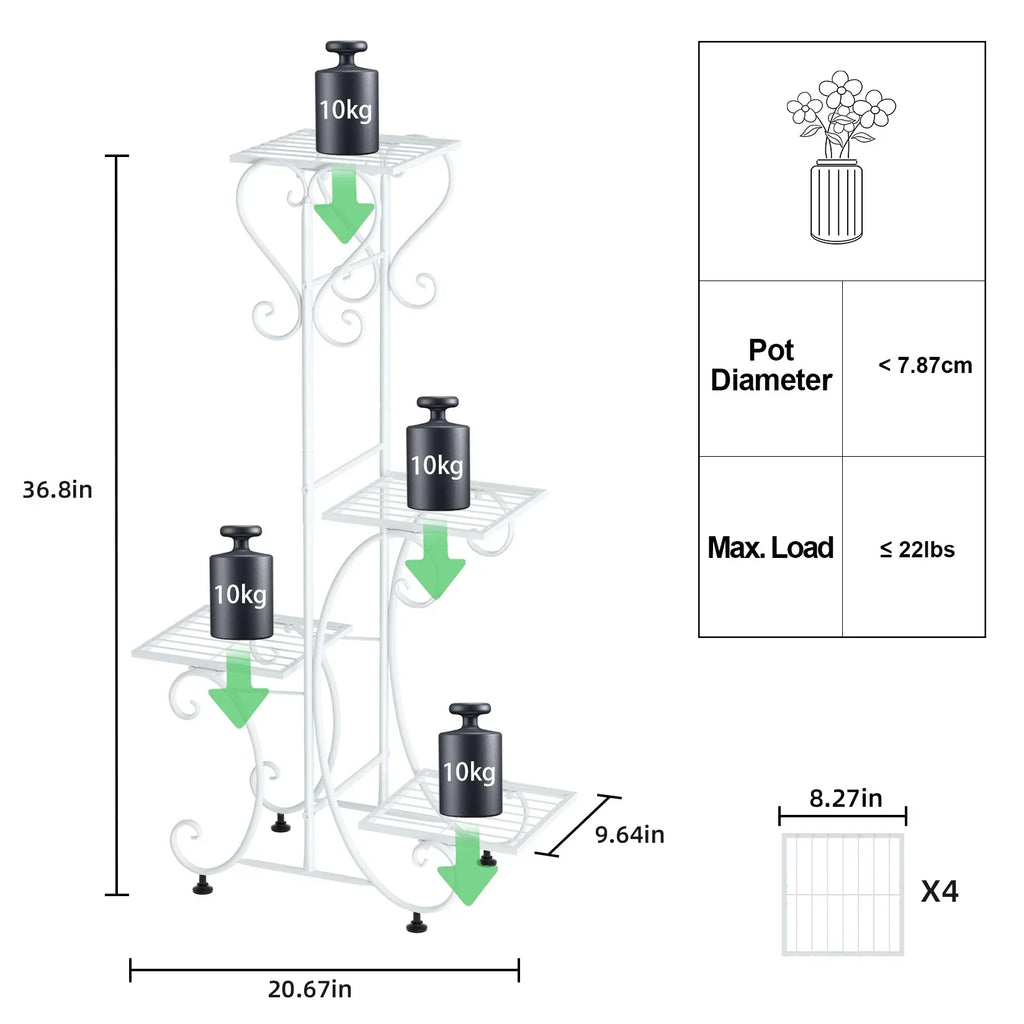 DecorBites™ Metal Plant Stand for 4 Flower Pots