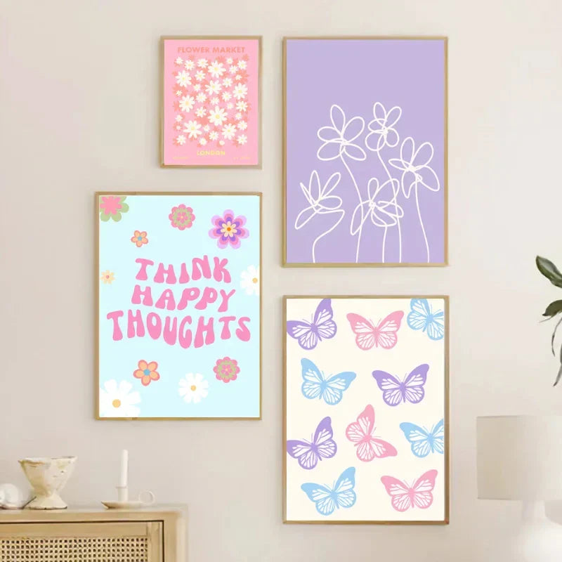 DecorBites™ Pastel Wall Art Poster Print - Abstract Danish Flower