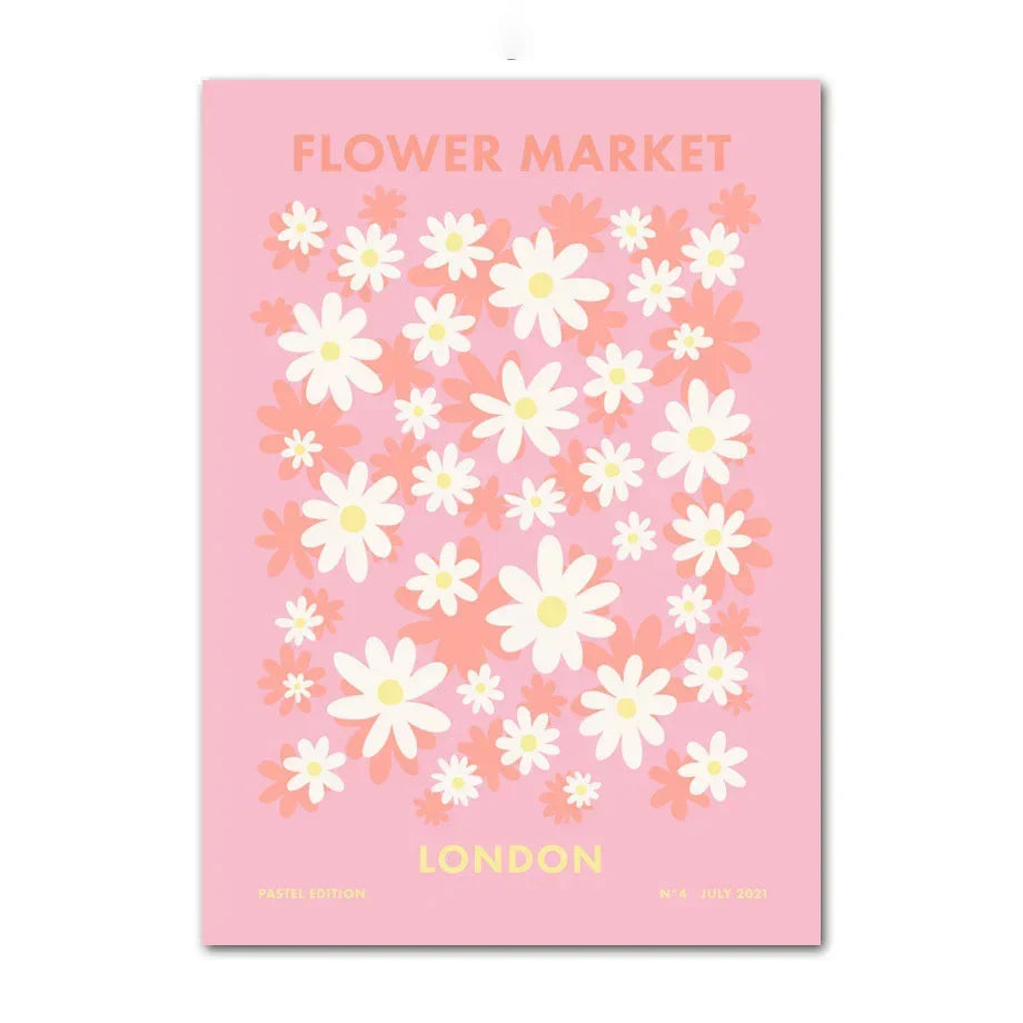 DecorBites™ Pastel Wall Art Poster Print - Abstract Danish Flower