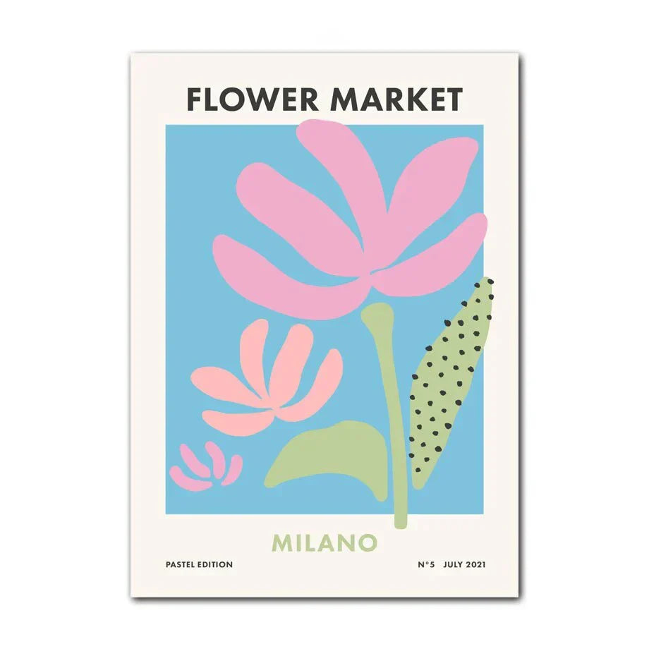 DecorBites™ Pastel Wall Art Poster Print - Abstract Danish Flower