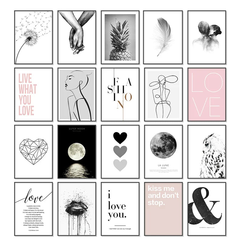 DecorBites™ Pink Aesthetic Wall Art Posters - Modern Decor