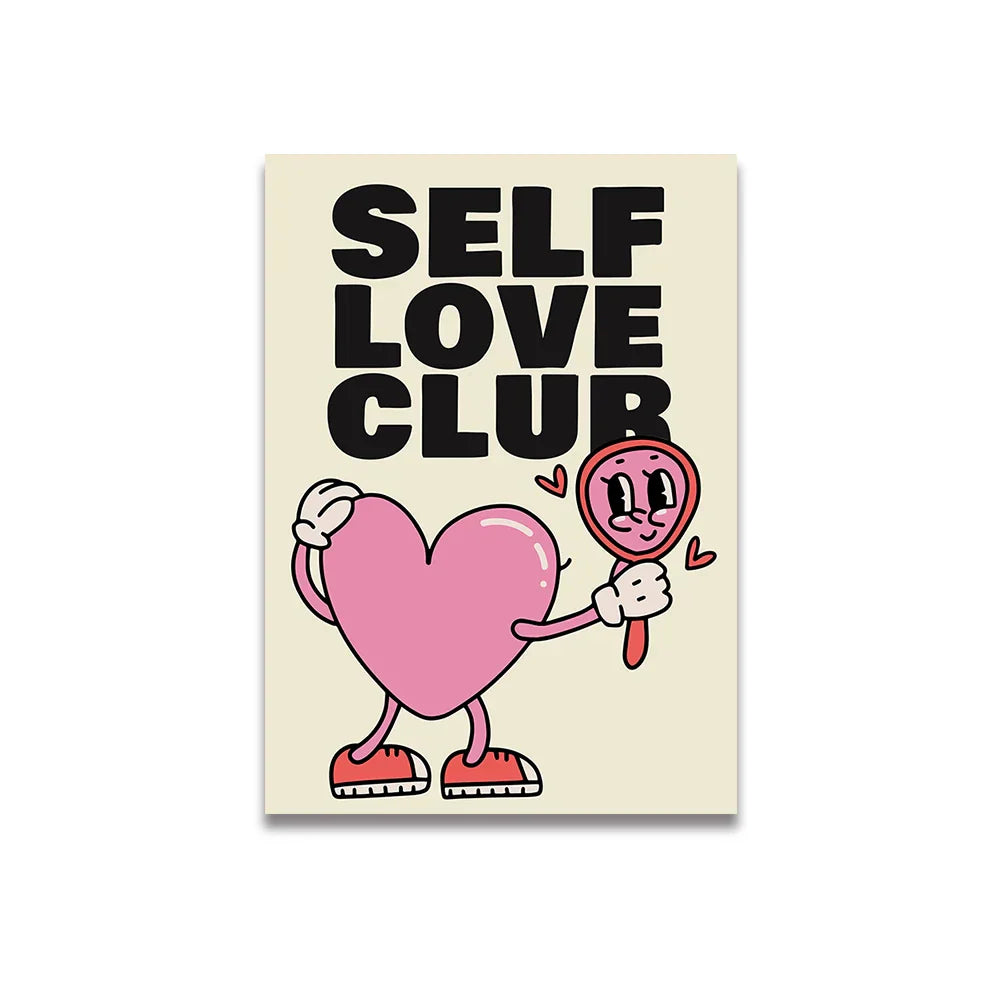 DecorBites™ Pink Cartoon Print Canvas Wall Art
