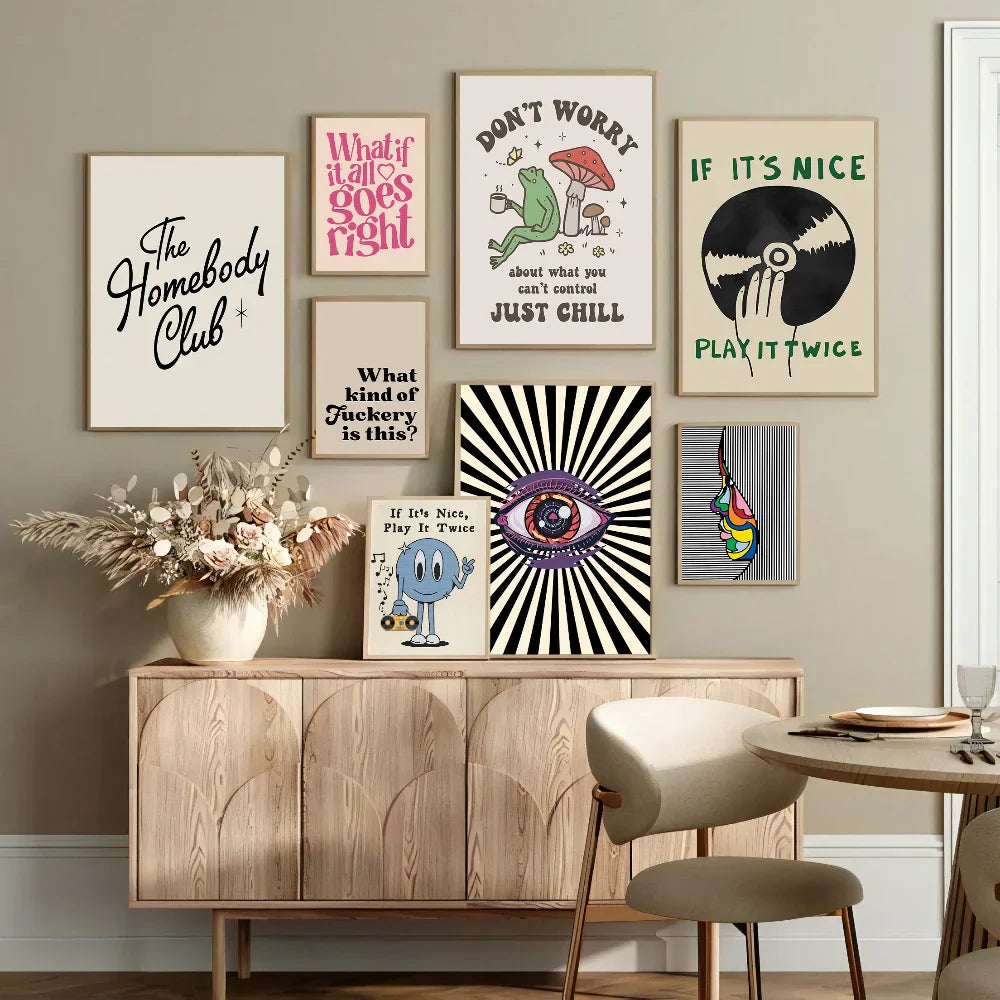 DecorBites™ Pink Cartoon Print Canvas Wall Art