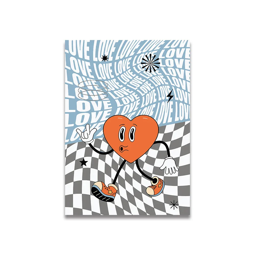 DecorBites™ Pink Cartoon Print Canvas Wall Art