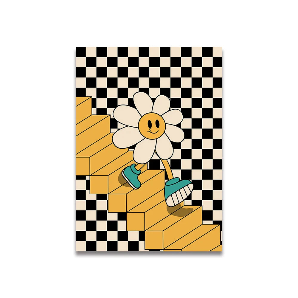 DecorBites™ Pink Cartoon Print Canvas Wall Art