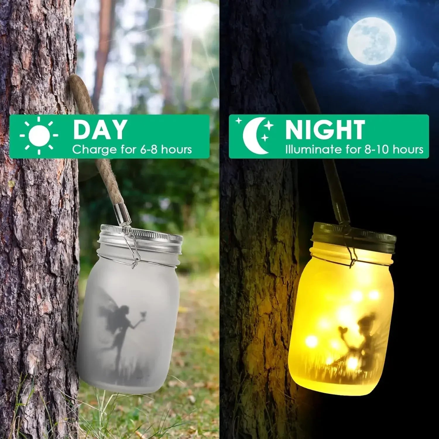 DecorBites™ Solar Mason Jar Fairy Lights for Garden Decoration