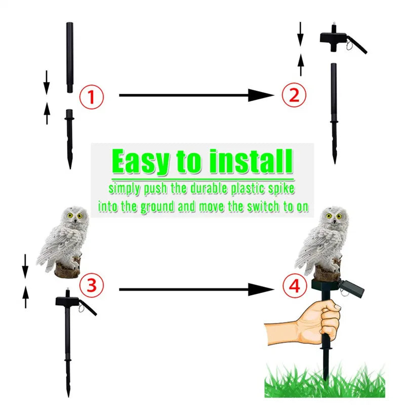 DecorBites™ Solar Owl Garden Light - Decorative, Waterproof LED