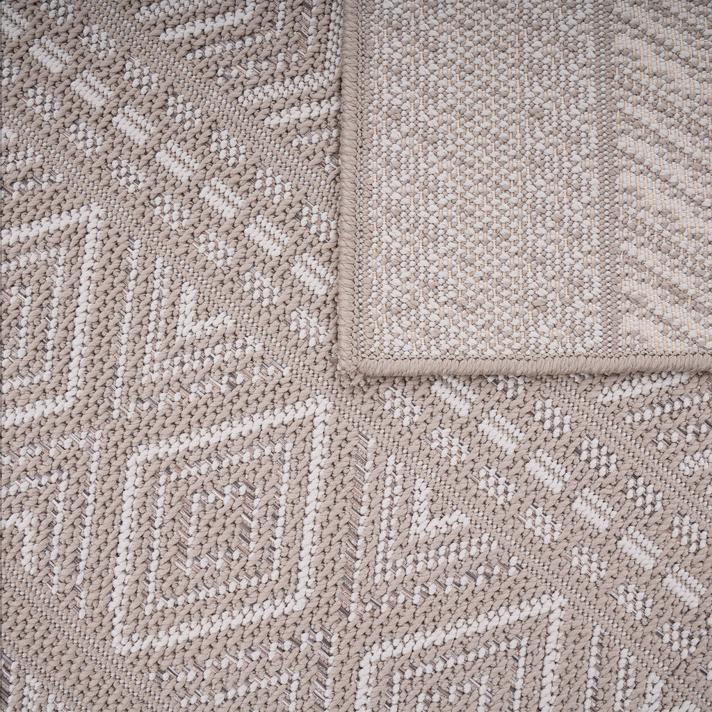 Outdoor Rug Vermont Stain-Resistant with Boho Pattern in Beige